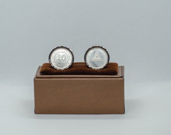 special gift Argentina 10 Centavos stainless steel Choice of Gold or Gunmetal coloured backs Coin Cufflinks 10 year anniversary