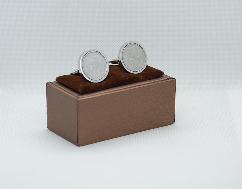 Friends Gift, Wedding Gift Coin Cufflinks- Argentina 50 Centavos stainless steel Choice of Silver or Gunmetal coloured backs