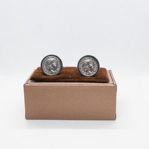 Coin Cufflinks - Nero 66AD Roman Historical Replica Coins Cufflinks, Choice of Gold, Silver or Gunmetal coloured backs (stainless steel)