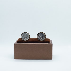 Coin Cufflinks - Belgium, 1 Franc - Baudouin I Coin, Choice of Gold or Gunmetal coloured backs (stainless steel), anniversary, men&#39;s gift