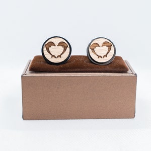 Heart Dolphin Wooden Cufflinks - Wedding Cufflinks, Engraved Wooden Cufflinks, Groom Cufflinks, Personalized Cufflinks