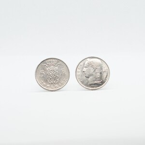 Coin Cufflinks - Belgium, 5 Francs Baudouin I Coin Cufflinks, gift for friend, gift for men, anniversary gift, 5th anniversary, fifth year