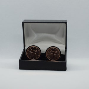 Coin Cufflinks - Greece, 5 Cent Euro, Choice of Silver or Gunmetal coloured backs (stainless steel), groomsmen gift, anniversary gift, idea