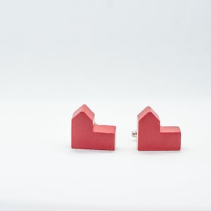 Wood Catan Cufflinks -RED Settlers of Catan Cities CuffLinks