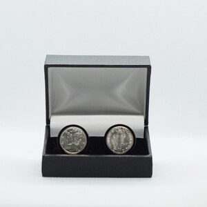 Coin Cufflinks - MERCURY  US Coins  Dime,Choice of Gold or Gunmetal coloured backs (stainless steel)