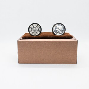 Coin Cufflinks - United States Ronald Reagan .999 Silver One Dime Coin Cufflink, Choice of Gunmetal coloured backs (stainless steel)