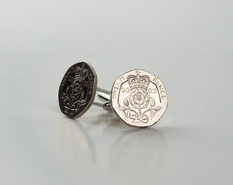 Coin Cufflinks - United Kingdom, 20 Pence Coin Cufflink, 20th year, 20th anniversary, 40th, 40th year, genuine coin, gift for husband, dad