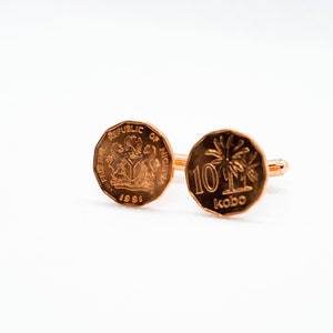 Coin Cufflinks - Nigeria 10 kobo, 10 year anniversary, special gift, unique present for men, unusual gift idea, Wedding Gift, Friends Gift,
