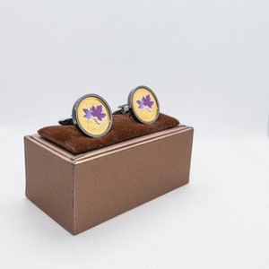 Münz-Manschettenknöpfe - Purple Canada 2012 Penny, vergoldeter 24K Gold Coin Manschettenknopf, wahlweise in Gold oder Gunmetal (Edelstahl)