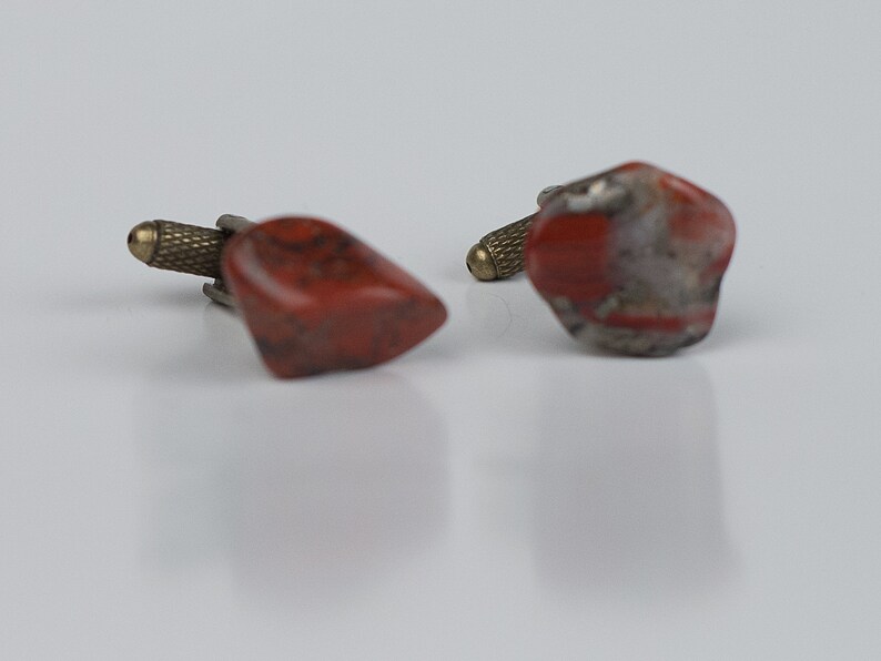 Jasper Stone Cufflink w Gold Cufflink Back