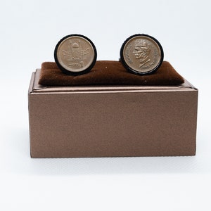 Coin Cufflinks - Pakistan 1 Rupee Coin Cufflinks, Choice of Gunmetal coloured backs (stainless steel)