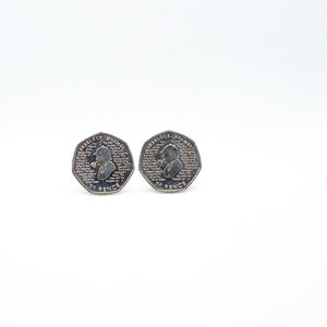 Coin Cufflinks - Sherlock Holmes, 50 Pence, United Kingdom British Coin Cufflinks, gift for groomsmen, groom gift, ideas for wedding, father