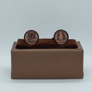 Coin Cufflinks - Thailand 25 Satang Rama X  Coin,Choice of Black or Gunmetal coloured backs (stainless steel)