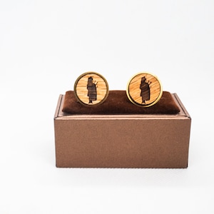 BagPiper Wooden Cufflinks - Wedding Cufflinks, Engraved Wooden Cufflinks, Groom Cufflinks, Personalized Cufflinks