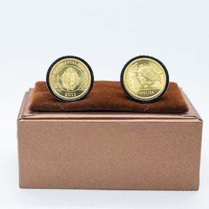 Coin Cufflinks - Uruguay, 1 Peso Uruguayo Mulita Coin Cufflink, Uruguayan, Choice of Gunmetal or Brushed Gold coloured back(stainless steel)