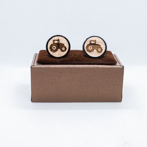 Tractor Wooden Cufflinks - Wedding Cufflinks, Engraved Wooden Cufflinks, Groom Cufflinks, Personalized Cufflinks