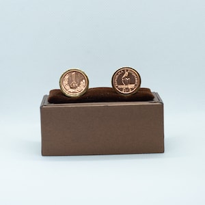Gemelos de monedas-Albania, 1 moneda Lek, elección de respaldos de color oro o bronce (acero inoxidable), regalo albanés, presente para albaneses,