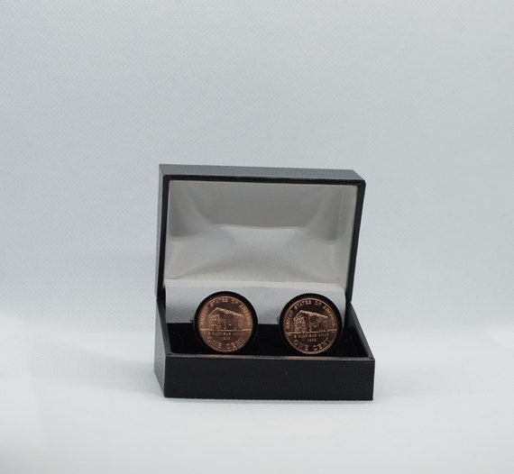 America One Penny Lincoln Cent Log Cabin Coin Cufflink W Etsy