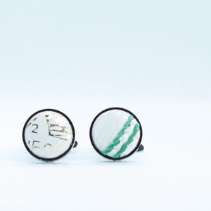 Leather Cufflinks - Real White CRICKET Ball Cufflinks, 3rd Anniversary, Cufflinks with Leather, Gift for Men, w/  Stainless Steel Back