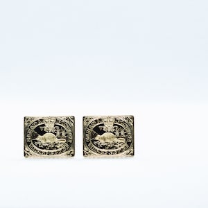 Coin Cufflinks-Canada, 2001 Brass Beaver Token 150th Anniversary First Stamp Cufflink, Stamp Collector Gift, Unique Gift, One of a kind