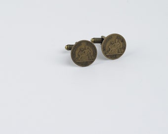 Coin Cufflinks - FRANCE, 50 Centimes Coin Cufflink, special gift idea, art deco, twenty's gift idea, vintage coin cufflink, french cuffs
