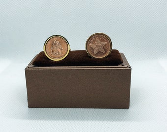 Coin Cufflinks - The Bahamas 1 Cent Coin,Choice of  Gold or Gunmetal coloured backs (stainless steel)