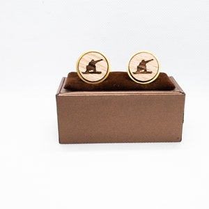 Gemelos Snowboard Madera - Gemelos Boda, Gemelos Madera Grabados, Gemelos Novio, Gemelos Personalizados