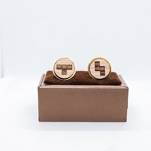 Gemelli in legno Tetris - Gemelli da sposa, Gemelli in legno incisi, Gemelli dello sposo, Gemelli personalizzati