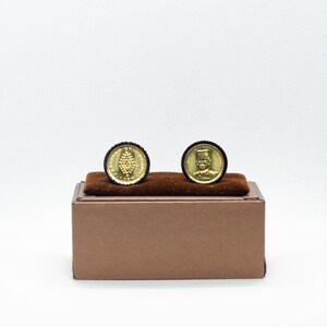 Coin Cufflinks - Brunei 1 Sen- Hassanal Bolkiah Coin , Choice of  Gold or Gunmetal coloured backs (stainless steel)