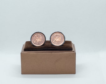Coin Cufflinks - Fiji 2 Cents- Elizabeth II Coin Cufflinks,Choice of  Silver or Gunmetal coloured backs (stainless steel)