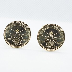 Münze Manschettenknöpfe-Kanadisches 100-jähriges Jubiläum der Toronto Maple Leafs Loonie Manschettenknöpfe, Toronto Maple Leaf Fan Geschenk, Geschenk für Hockey Fan