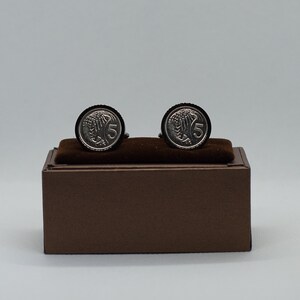Gemelos con moneda - Moneda de 5 céntimos de las Islas Caimán, a elegir entre el dorso dorado o gris plomo (acero inoxidable)