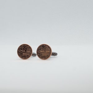 Coin Cufflinks - Greece One Cent Euro Coin Cufflinks, groomsmen gift, gift for husband, gift for father, ideas for brother, groom present