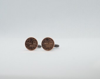 Boutons de manchette pièce de monnaie - Grèce One Cent Euro Coin manchette, cadeau de garçon d'honneur, cadeau pour mari, cadeau pour père, idées pour frère, cadeau de marié