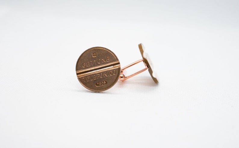 gift for boyfriend, fiftieth year Italy,Telephone Token- Gettone Telefonico Coin Cufflink gift for husband Coin Cufflinks 5th year