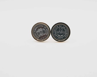 Coin Cufflinks - Bolivia, 10 Centavos Cent, Choice of Gold or Gunmetal coloured backs (stainless steel), Groomsmen Cufflinks, best man gift