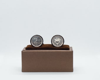 Coin Cufflinks-HUNGARY, 2 Forint,Choice of  Gold or Gunmetal coloured backs (stainless steel) ,Hungarian gift idea,Hungarian wedding present