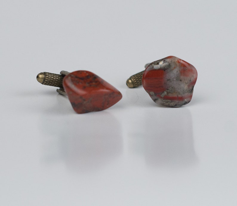Jasper Stone Cufflink w Gold Cufflink Back