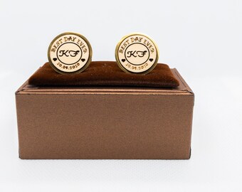 Custom Initials and Date Best Day Ever Wooden Cufflinks - Wedding Cufflinks, Engraved Wooden Cufflinks,Groom Cufflinks,Personalized Cufflink