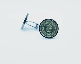 Coin Cufflinks - Bahrain 10 Fils- Hamad  Coin, Choice of  Silver or Gunmetal coloured backs (stainless steel)