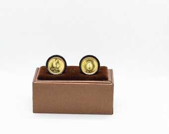 Coin Cufflinks - Argentina 10 Centavos, 10 year anniversary, special gift, Choice of Gold or Gunmetal coloured backs (stainless steel)