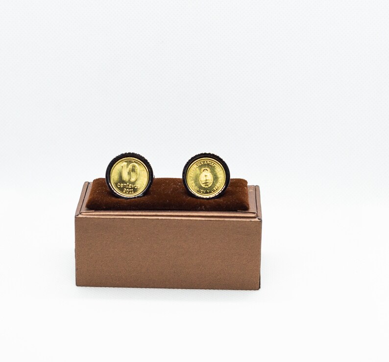 special gift Argentina 10 Centavos stainless steel Choice of Gold or Gunmetal coloured backs Coin Cufflinks 10 year anniversary
