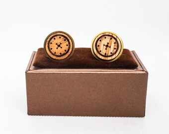 Gemelos de madera mesa de ruleta - Gemelos de boda, Gemelos de madera grabados, Gemelos de novio, Gemelos personalizados