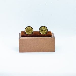 Coin Cufflinks- Brunei 1 Sen, Choice of Gold or Gunmetal coloured backs (stainless steel), Wedding Gift, Friends Gift,