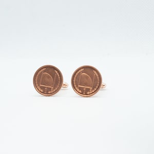 Coin Cufflinks - Isle of Man, 1 Penny, RUGBY BALL, Elizabeth Coin Cufflinks, rugby player gift, business man gift, anniversary gift, present
