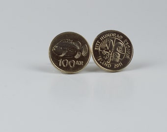 Coin Cufflinks - Iceland, 100 Kronur Coin Cufflink, Men&#39;s accessories, Men&#39;s Jewelry, Style Accessories, Style ideas, Icelandic gift