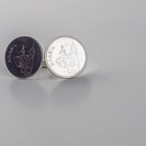 Coin Cufflinks - Brazil, 20 Cruzeiros Coin Cufflink, Brazilian friend gift, Brazil wedding gift, groomsmen gift, men's accessories, style