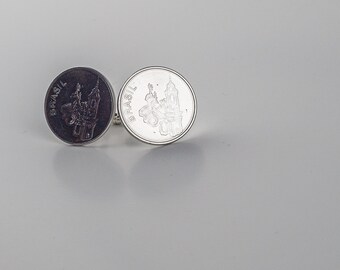 Coin Cufflinks - Brazil, 20 Cruzeiros Coin Cufflink, Brazilian friend gift, Brazil wedding gift, groomsmen gift, men's accessories, style
