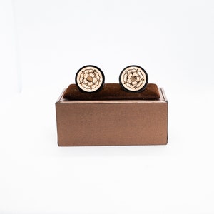 Tudor Rose Wooden Cufflinks - Wedding Cufflinks, Engraved Wooden Cufflinks, Groom Cufflinks, Personalized Cufflinks