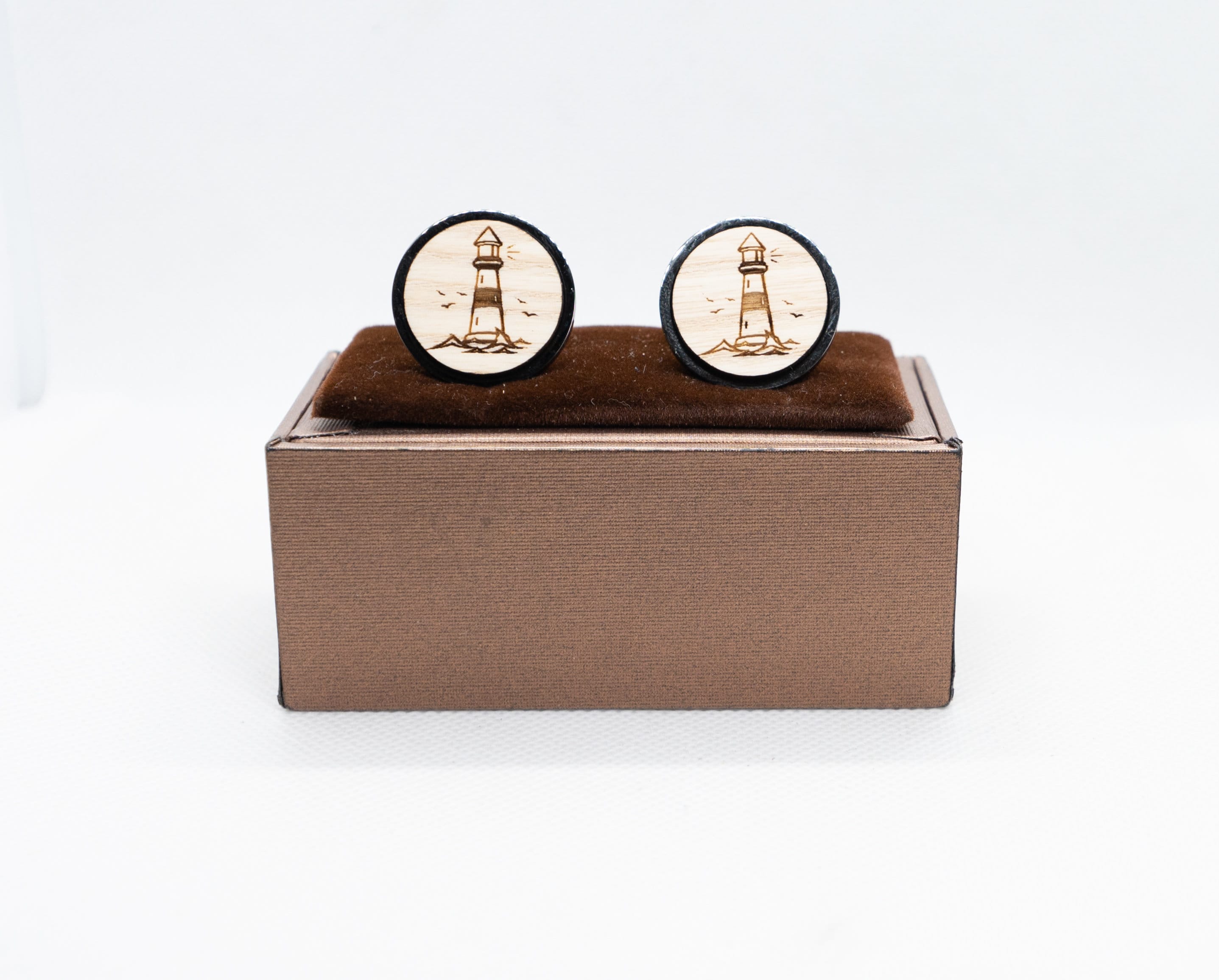 Lighthouses Wooden Cufflinks - Wedding Cufflinks,Engraved Wooden, Groom Cufflinks,Personalized